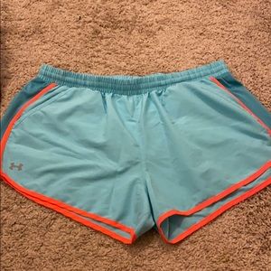 Under Armour teal and orange athletic shorts